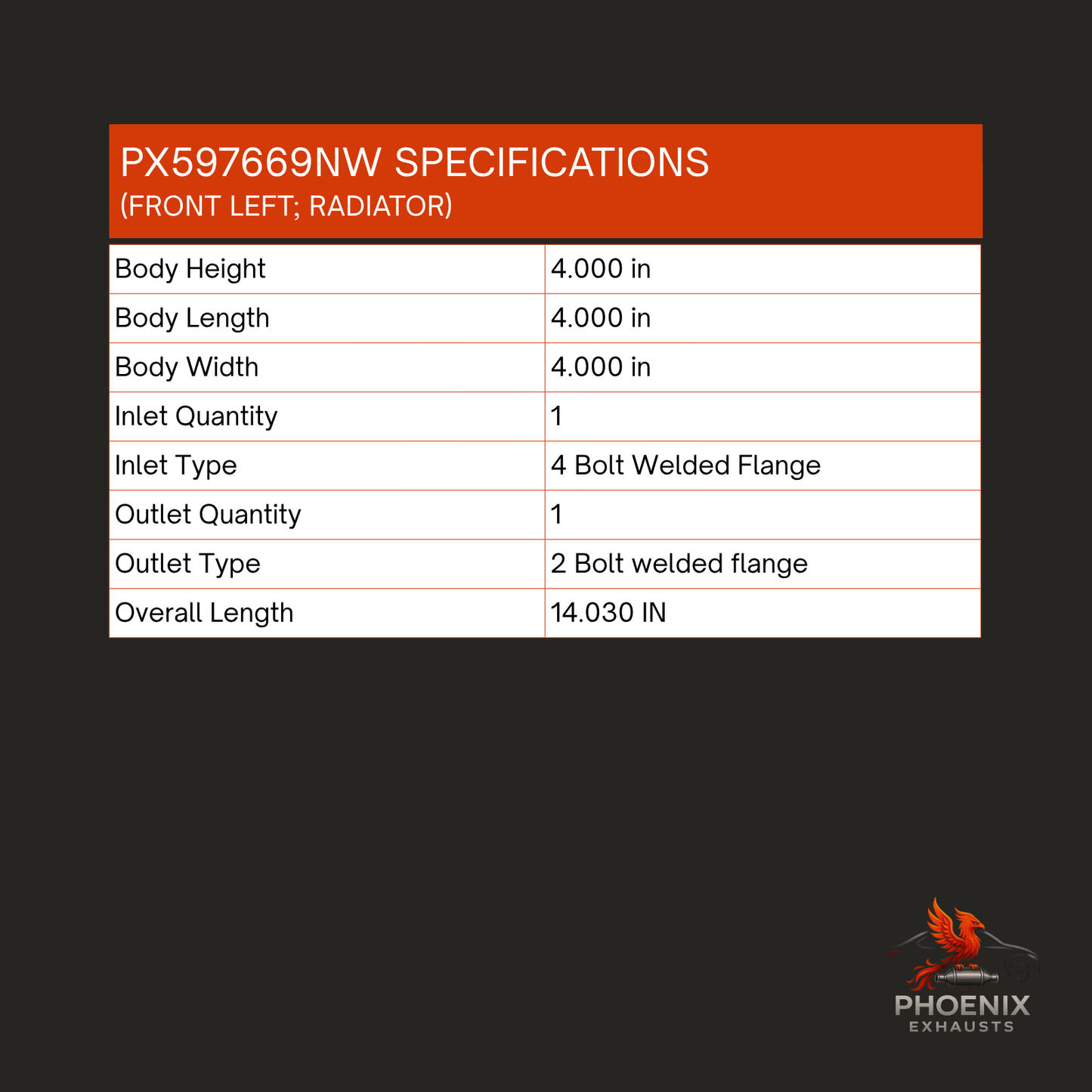 Fits 2012 GMC Terrain 3.0L Catalytic Converter | Radiator Side